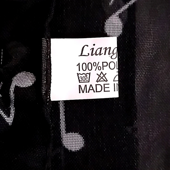 Chiffon White Music Note Print Wrap Scarf Black - Picture 8 of 10